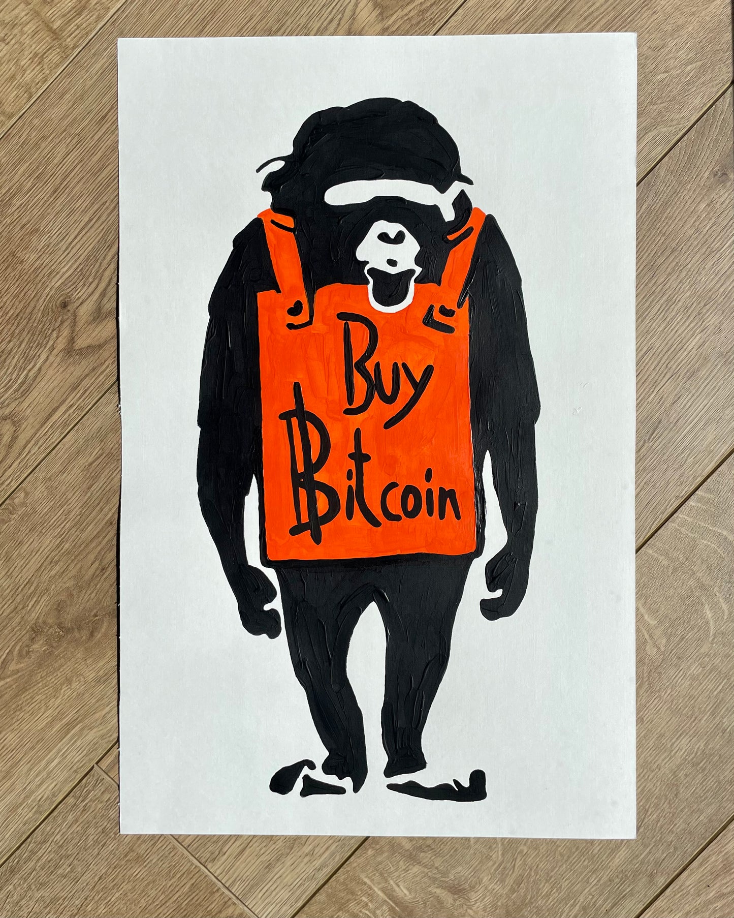 Acrylic Paint "Buy Bitcoin Monkey"