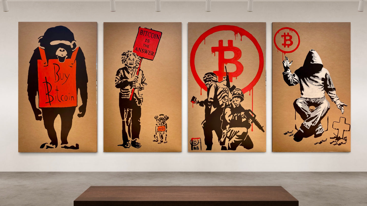 Acrylic Paint Cardboard Wall "Buy Bitcoin Monkey"