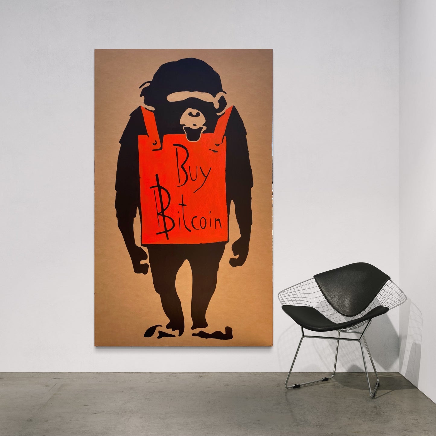 Acrylic Paint Cardboard Wall "Buy Bitcoin Monkey"