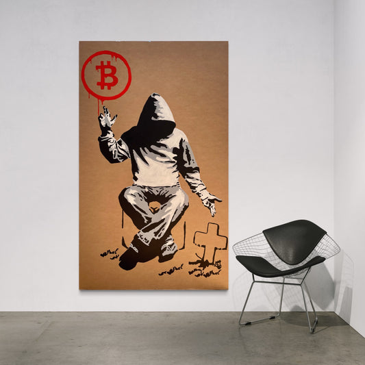 Acrylic Paint Cardboard Wall "Bitcoin or Die"