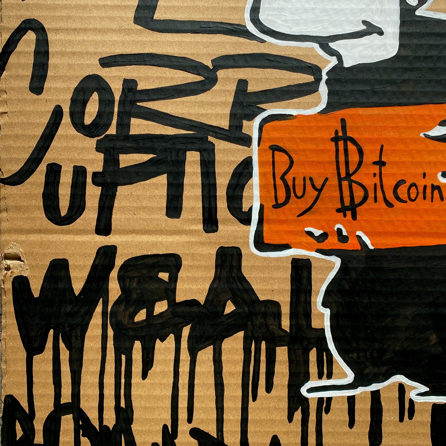 Acrylic Paint on Cardboard Bart "Buy Bitcoin"
