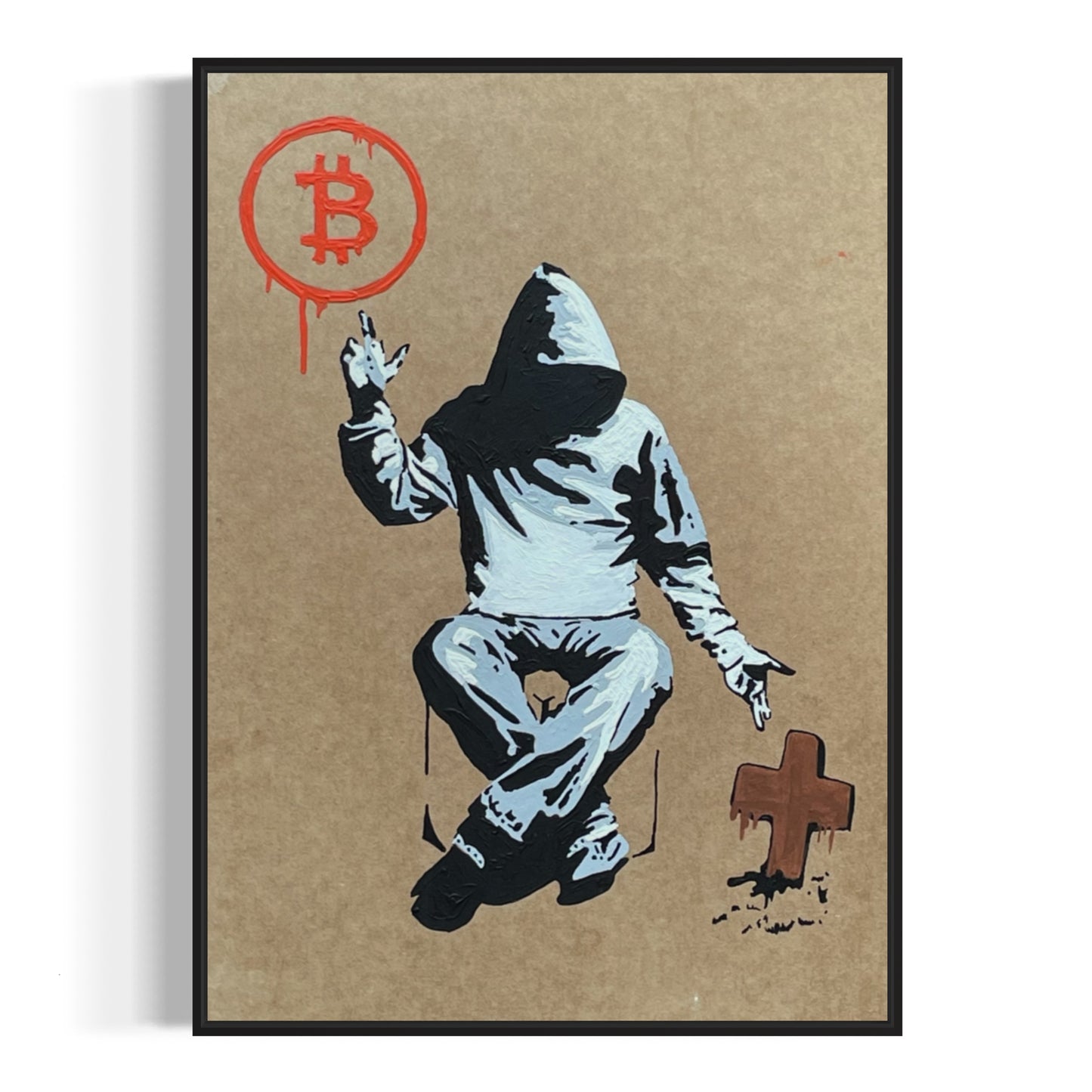 Cardboard Acrylic Paint A4 "Bitcoin or Die"