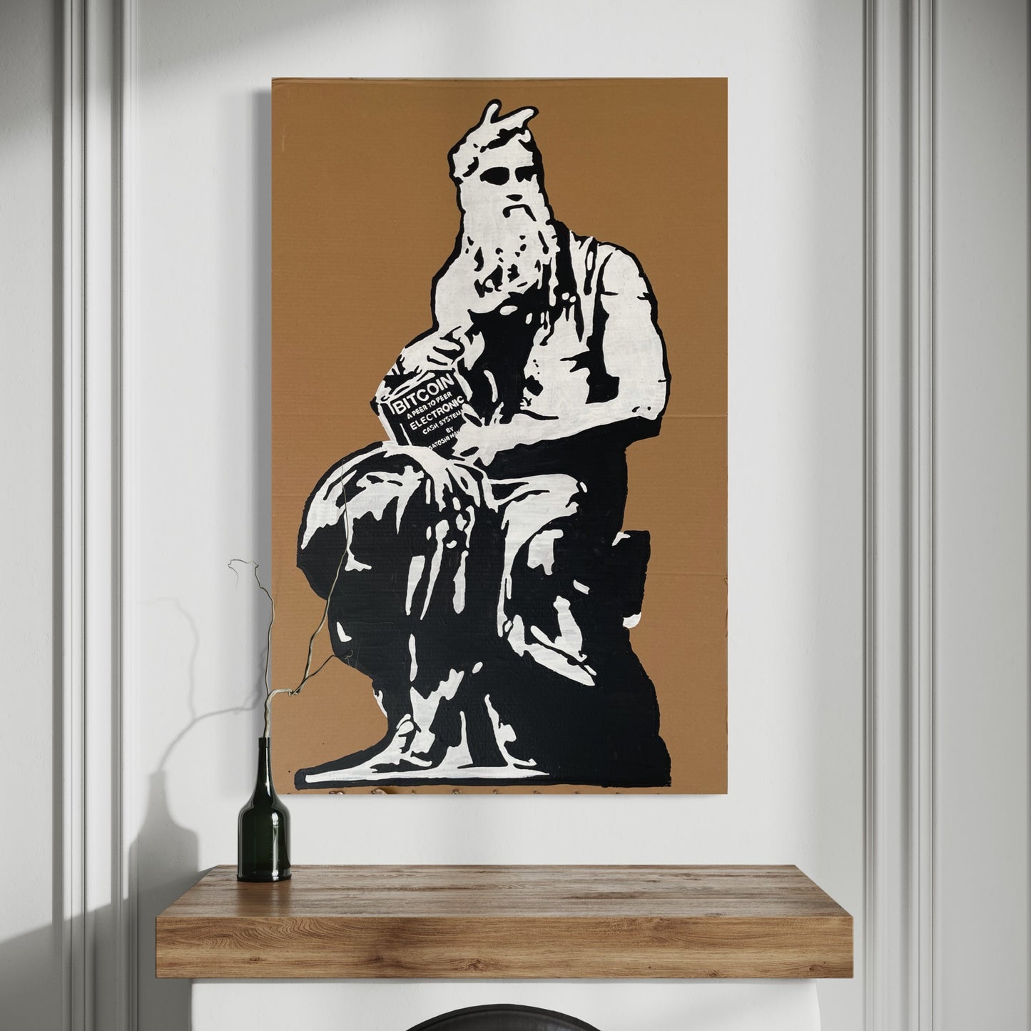 Acrylic Paint on Cardboard "Horned Moses"