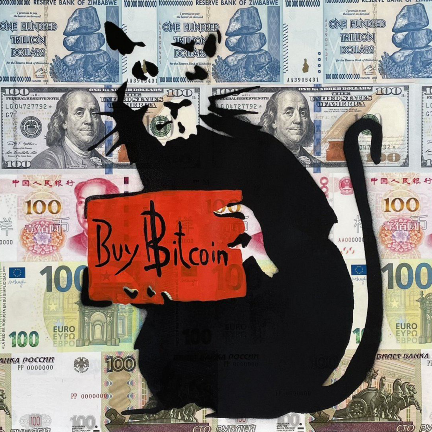 Acrylic Paint "Buy Bitcoin Rat"