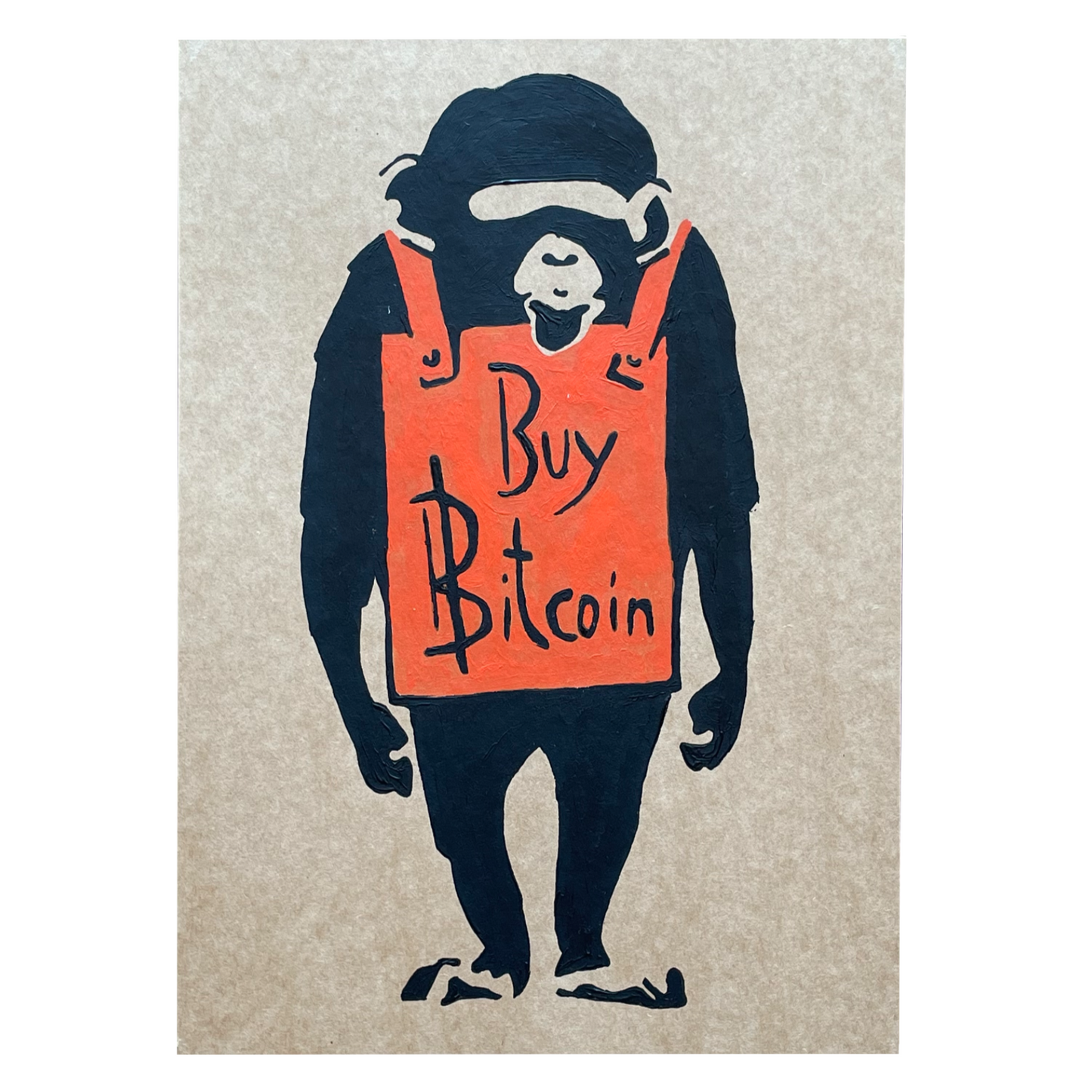 Acrylic Paint on Cardboard A4 "Buy Bitcoin"
