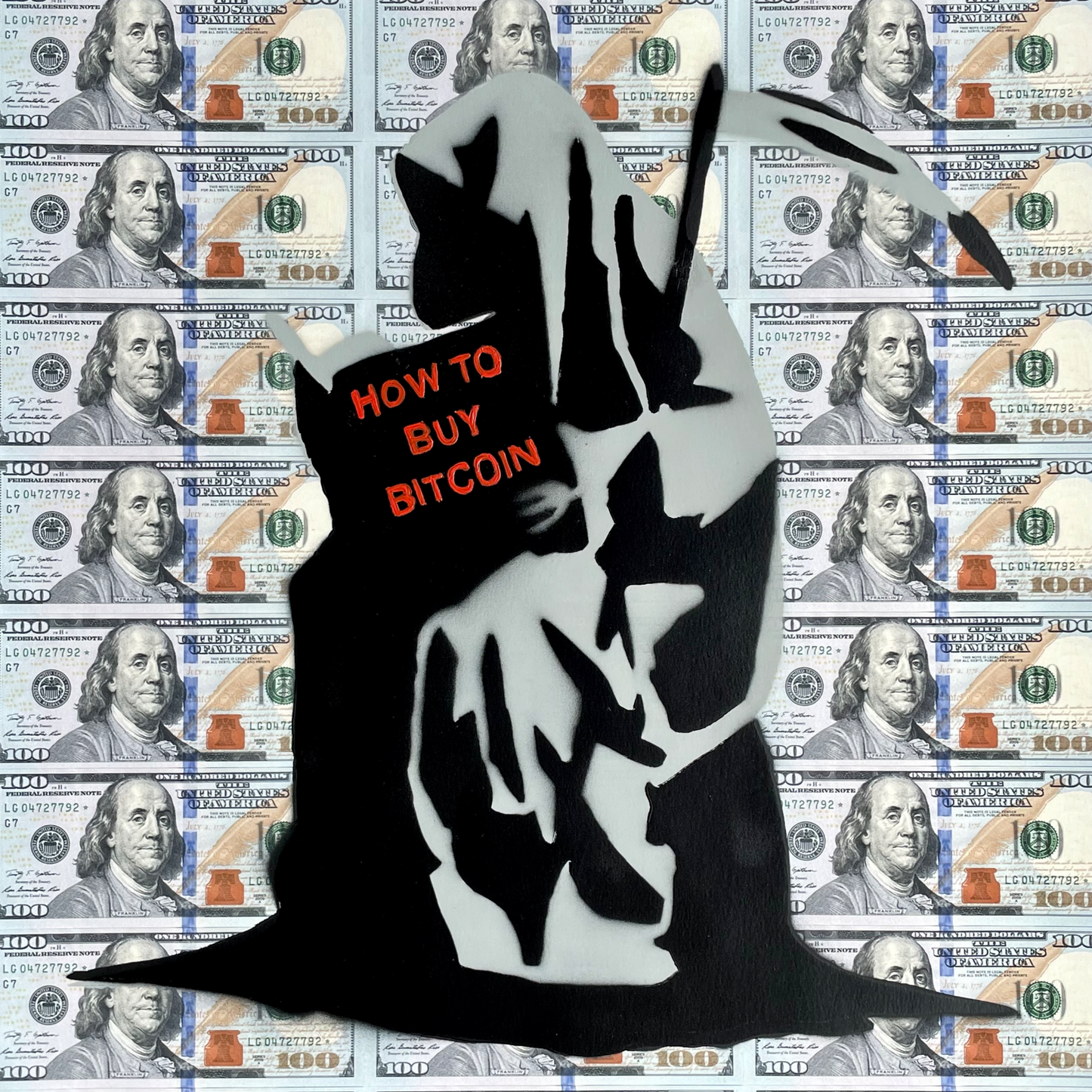 Acrylic and Spray Paint "How To Buy Bitcoin"